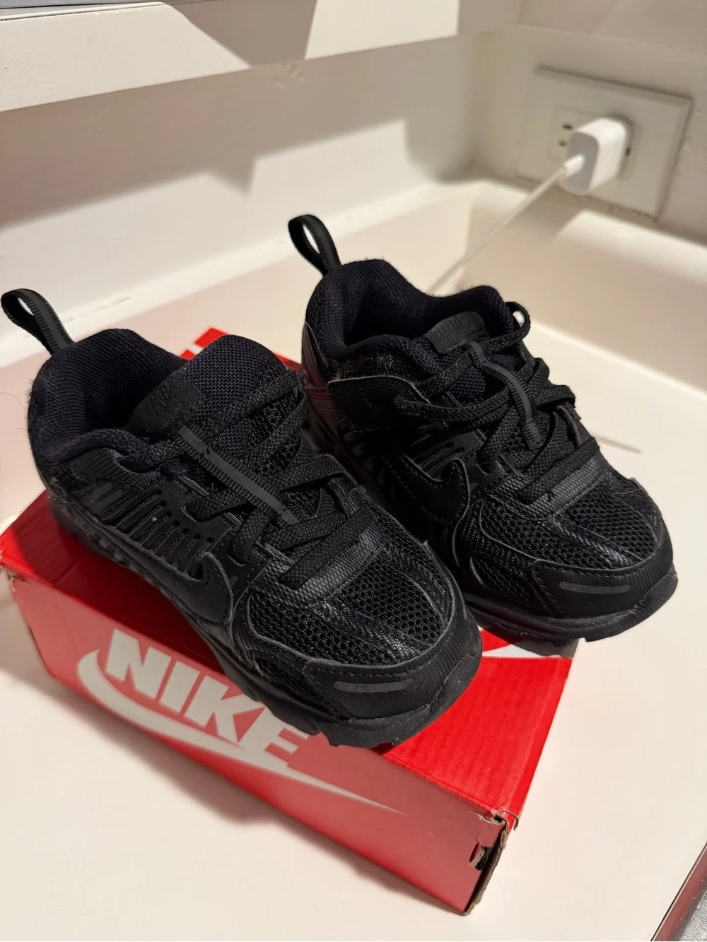 Nike Kids Black Mesh & Synthetic Sneakers